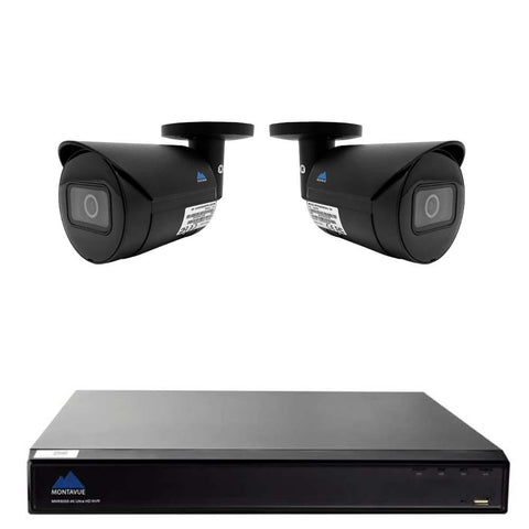 Montavue-8 channel 2K resolution (4 megapixel) IP camera system with 2 4mp bullet cameras