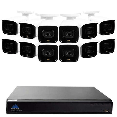 Montavue 5MP HD Active Deterrence Security System w/ 12 5MP Bullet Cameras, 200ft IR Night Vision, Siren, Strobe