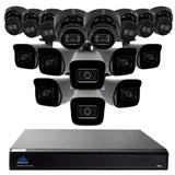Montavue-4K Ultra HD IP NVR Surveillance System w/ 16 2K 5 Megapixel IP AI-SMD Cameras with Built-in Mic, 3TB HDD