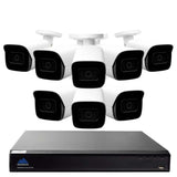 Montavue-AI Smart Motion Detection Ultra HD IP 16 Channel Surveillance System w/ 8 2K 5 Megapixel IP SMD Bullet Cameras with Built-in Mic, 3TB HDD