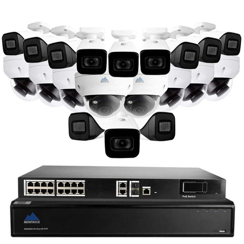 Montavue-32 Channel NVR Home Security Camera System with 20 Indoor/Outdoor 4K Security Cameras