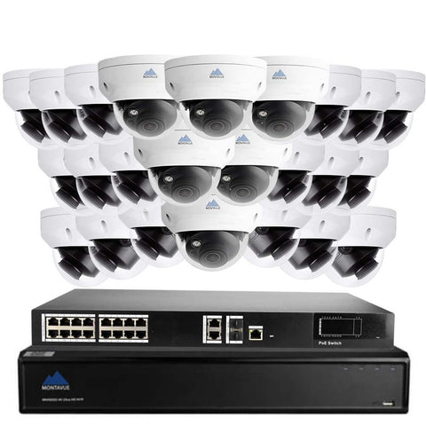 Montavue-32 Channel NVR System with 24 Outdoor 4K 8MP Dome Cameras