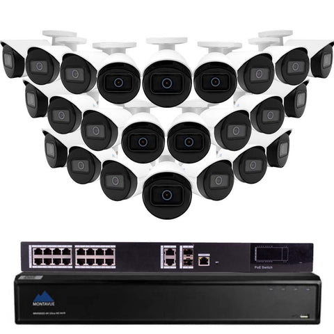 Montavue 32 Channel 4K Security System w/ 24 4MP Security Cameras (Bullet), 6TB HDD