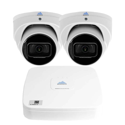 Montavue-4 Channel AI Smart Motion Detect Camera System w/ 2 5MP AI-SMD Turret Cameras with Built-in Mic, 1TB HDD,