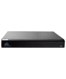 Front view of a black 16 channel network video recorder