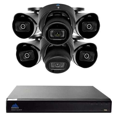Montavue 4K Surveillance System with 6 4MP IP Security Cameras, Built-in mic, Starlight Night Vision & 102° Field of View