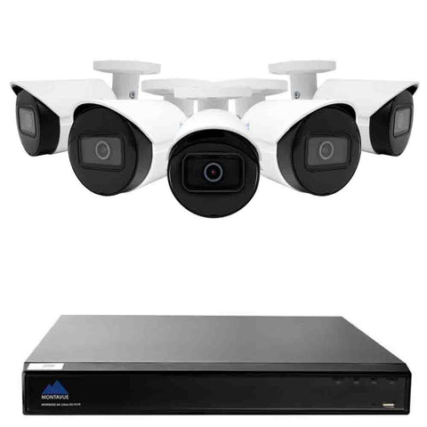 Montavue-8 Channel Surveillance System with 5 2K 4 Megapixel IP Bullet Cameras