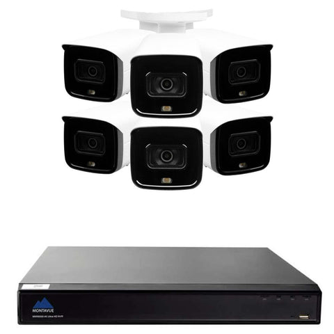 Montavue 5MP HD Active Deterrence Security System w/ 6 5MP Bullet Cameras, 200ft IR Night Vision, Siren, Strobe